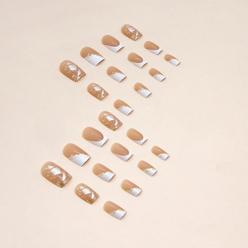 Wholesale European Square White French Gold Powder Eggshell Fragments Nail Stickers
