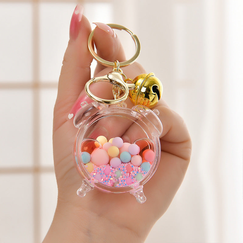 Wholesale Colored Bead Quicksand Bottle Oil Alarm Clock Acrylic Liquid Keychain