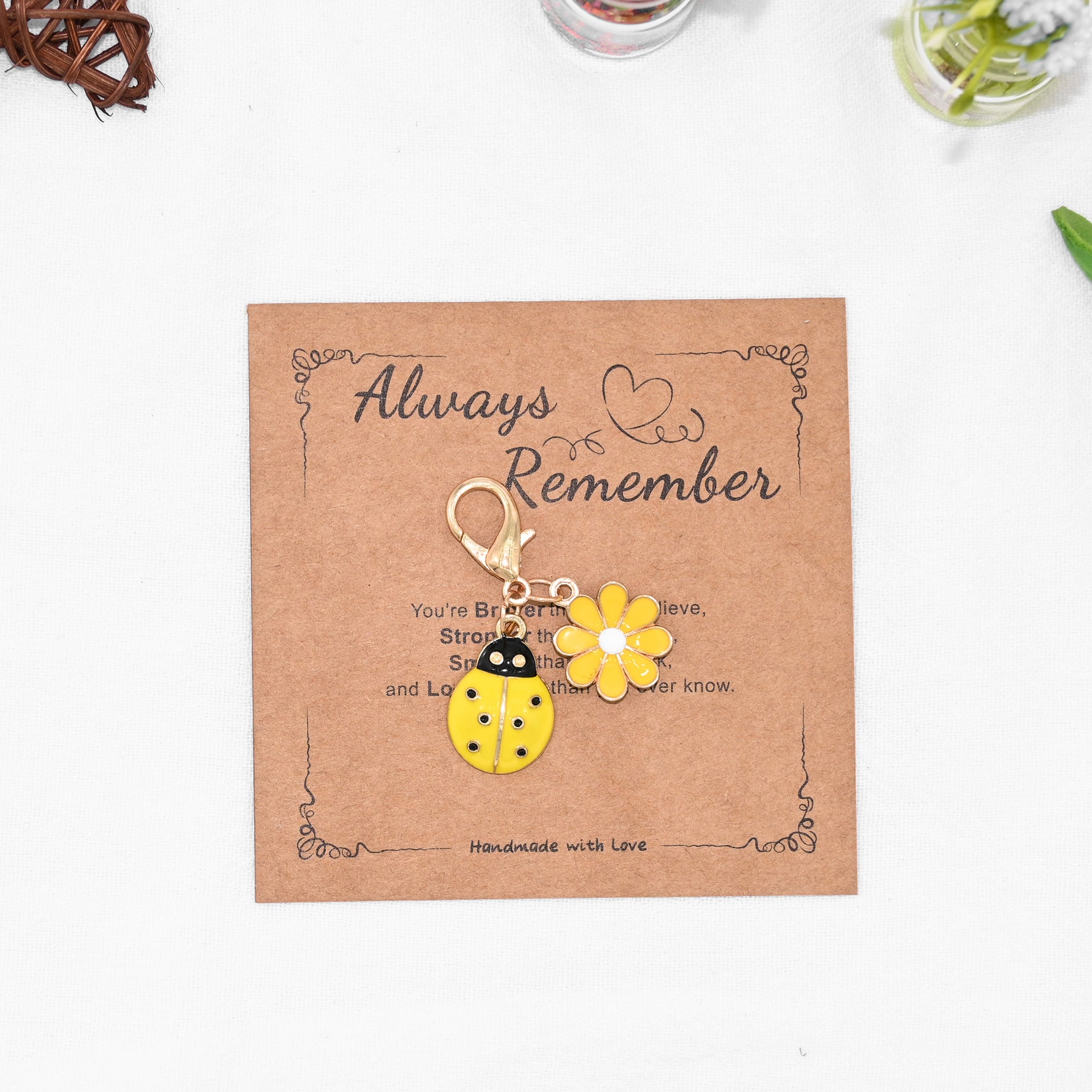 Wholesale Blessing Card Ladybug  Keychain Pendant