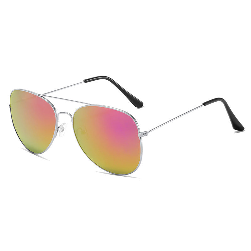 Wholesale Colored reflective metal sunglasses for men and women retro frog glasses