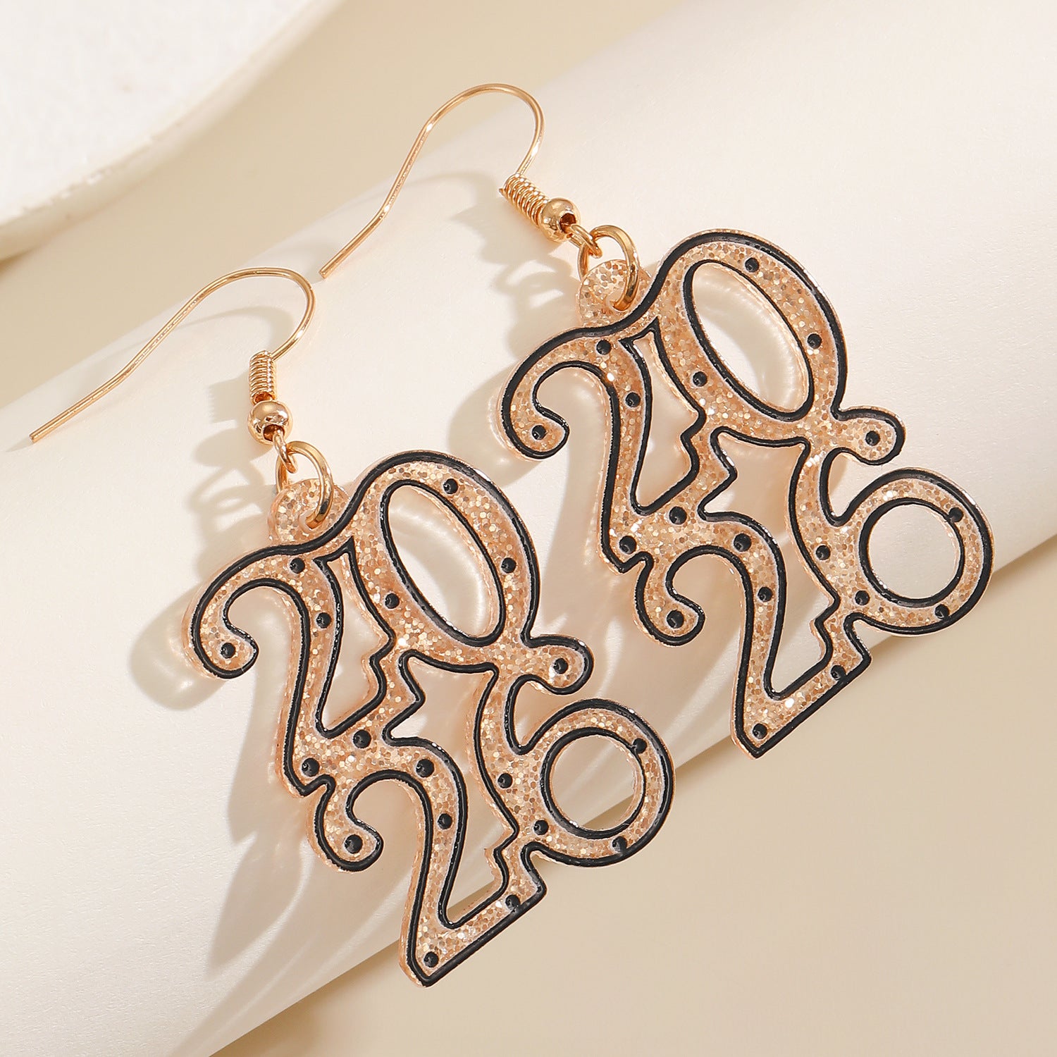 Wholesale 2026 Digital Glitter Hollow Acrylic Earrings