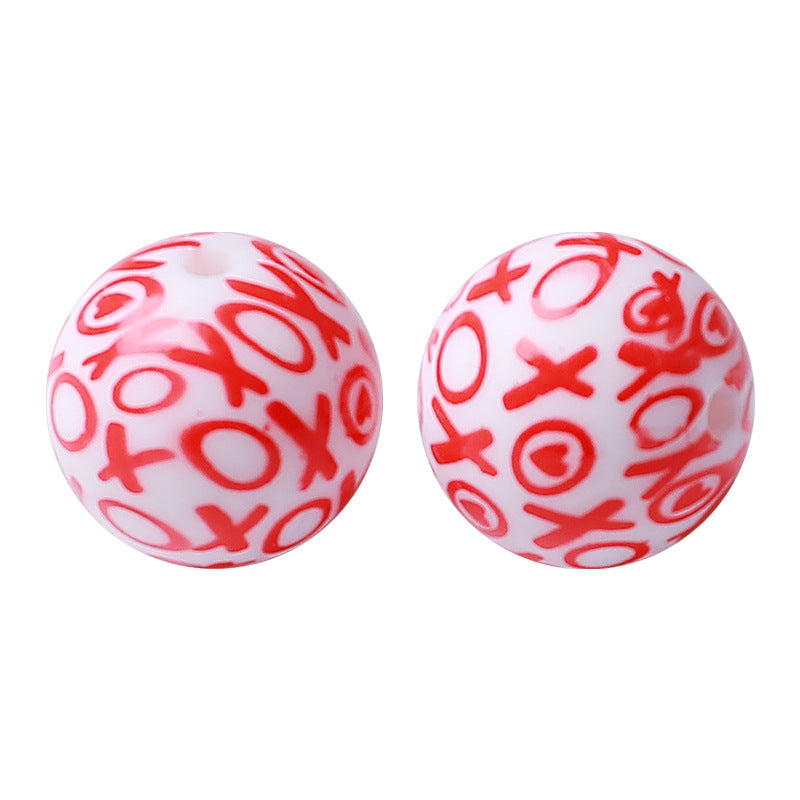 Wholesale 100PCS 15mm Printed Valentine's Day Silicone Beads