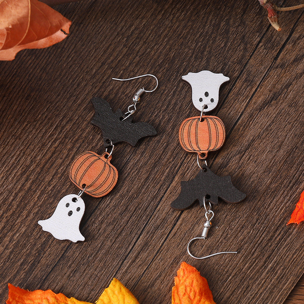 Wholesale  Women' s Wooden Double-Sided Pendant Earrings