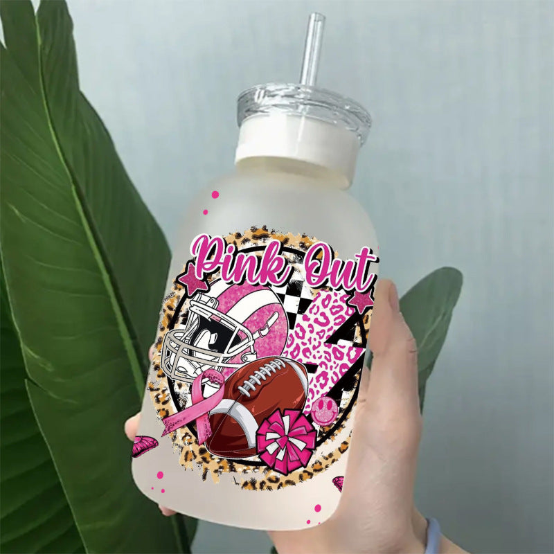 Wholesale Pink Love Rugby Letter 16oz Cup UV DTF Wraps