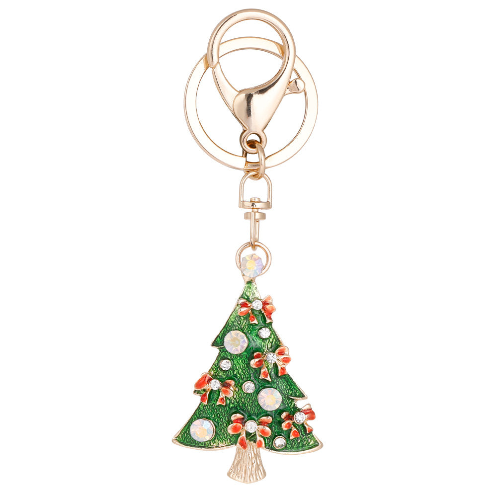 Wholesale Metal Christmas Tree Keychain Cute Enamel Pendant Holiday Gift Car Key Accessory