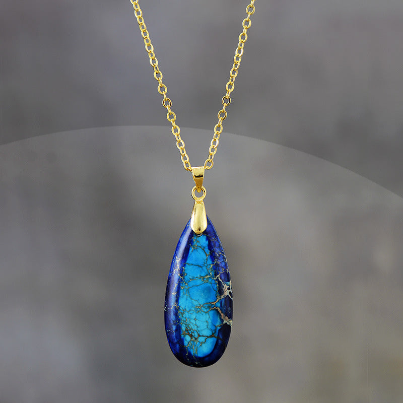 Wholesale Imperial Stone Drop Plated 18K Gold Chain Pendant Necklace