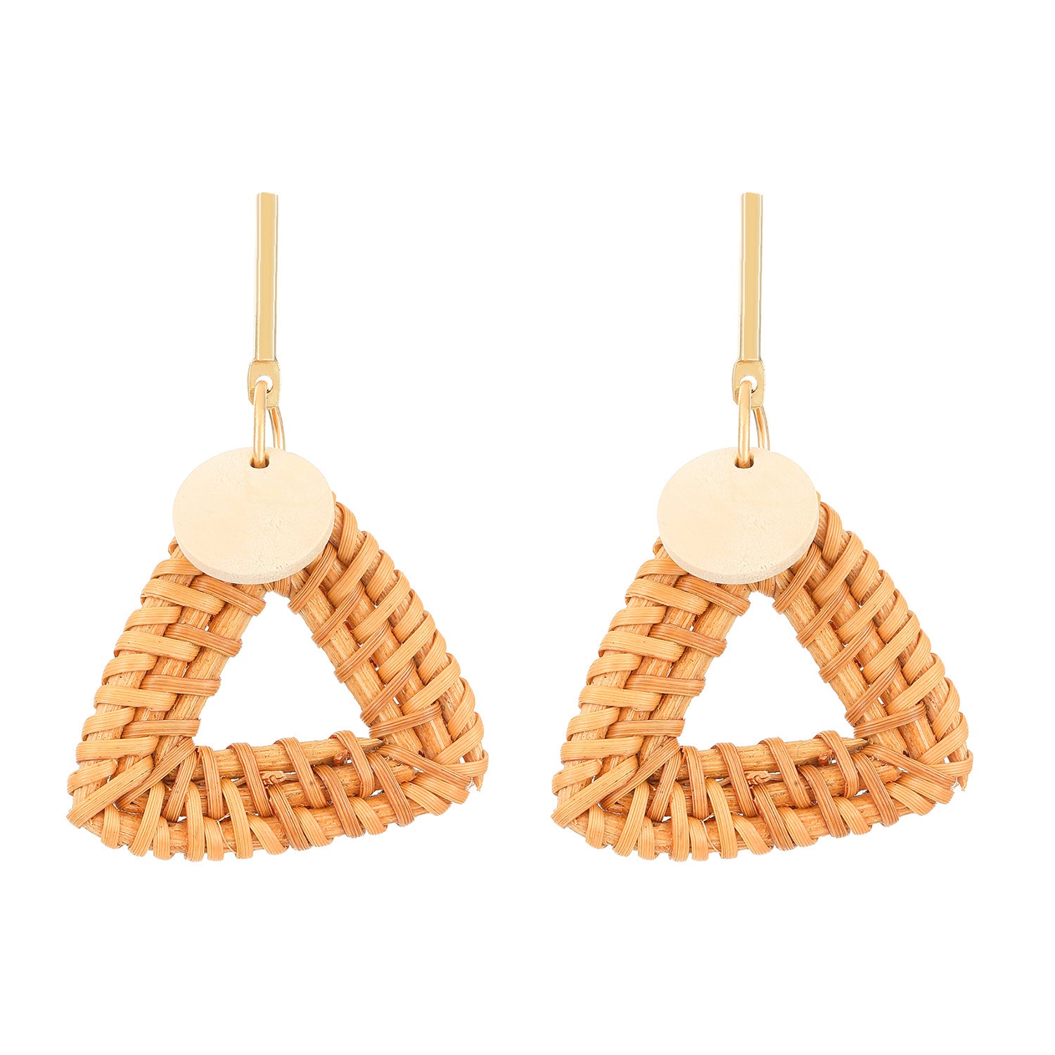 Wholesale Trendy Summer Vacation Hand Knit Raffia Flower Earrings For Women Golden Yellow Fashion Accessory Resale Gift