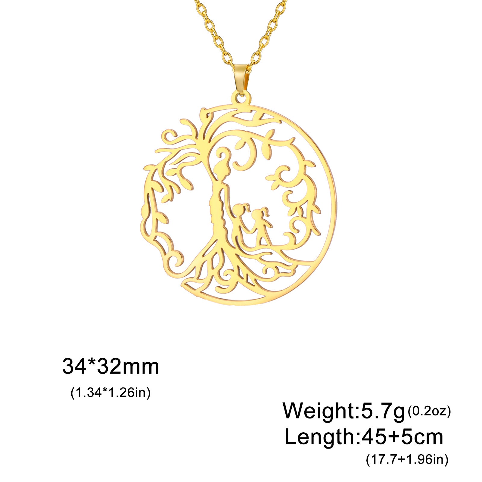 Wholesale Mother' s Day electroplated Tree of Life parent-child Stainless steel necklace