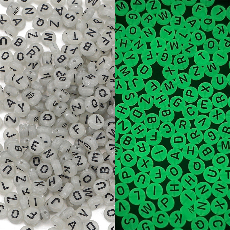 Wholesale Acrylic Luminous Heart English Letter Beads Number Beads