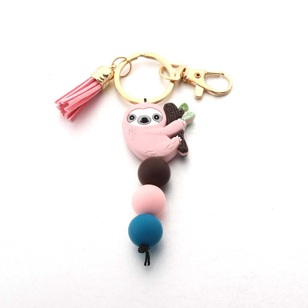 Wholesale Cartoon Sloth Silicone Beads Animal Keychain