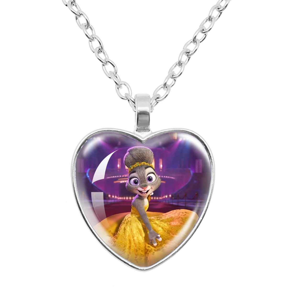 Wholesale Cartoon Fox Cute Rabbit Time Gem Heart Necklace OLY Exclusive