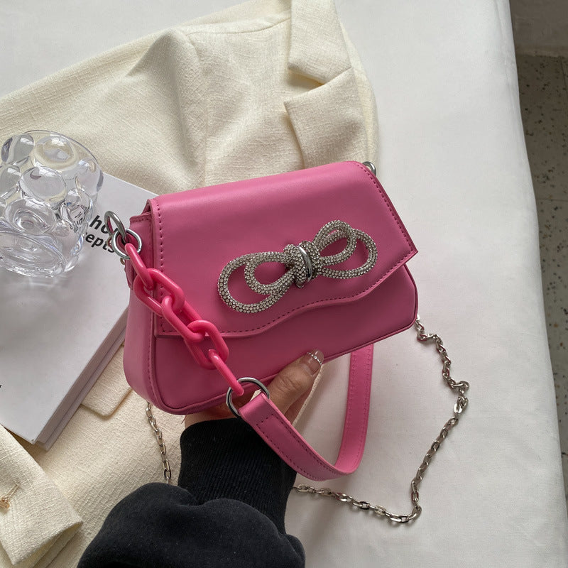 Wholesale Pink PU Small Square Bag Simple Crossbody Bag