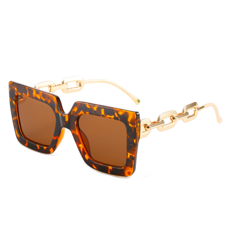 Wholesale Square Large Frame Chain Sunglasses