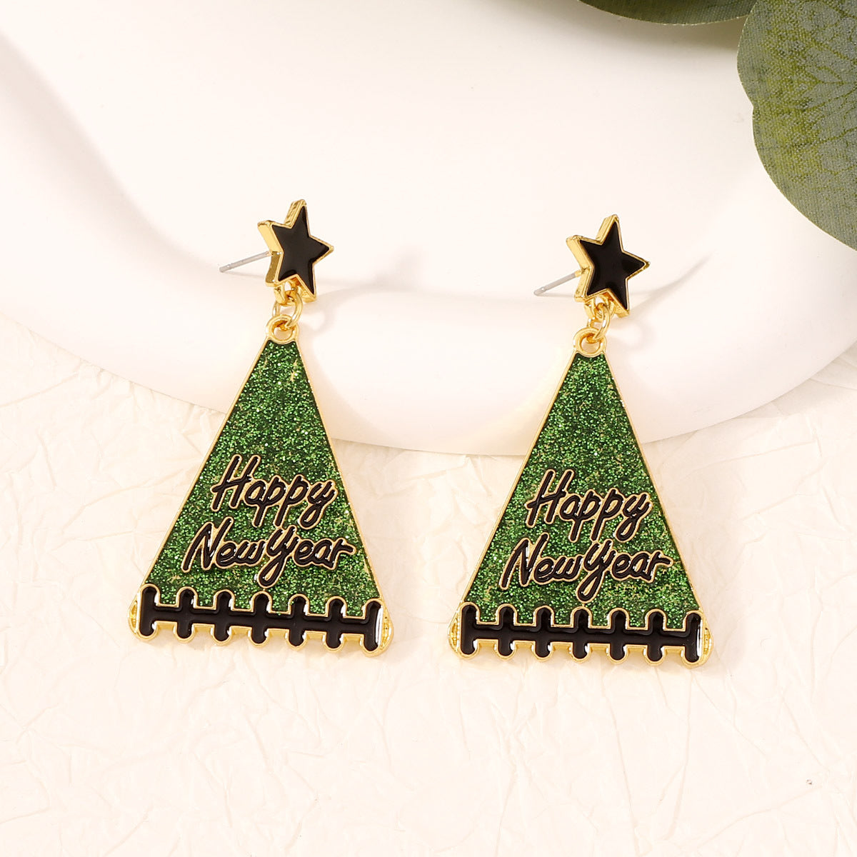 Wholesale New Year Tree Star Zinc Alloy Earrings