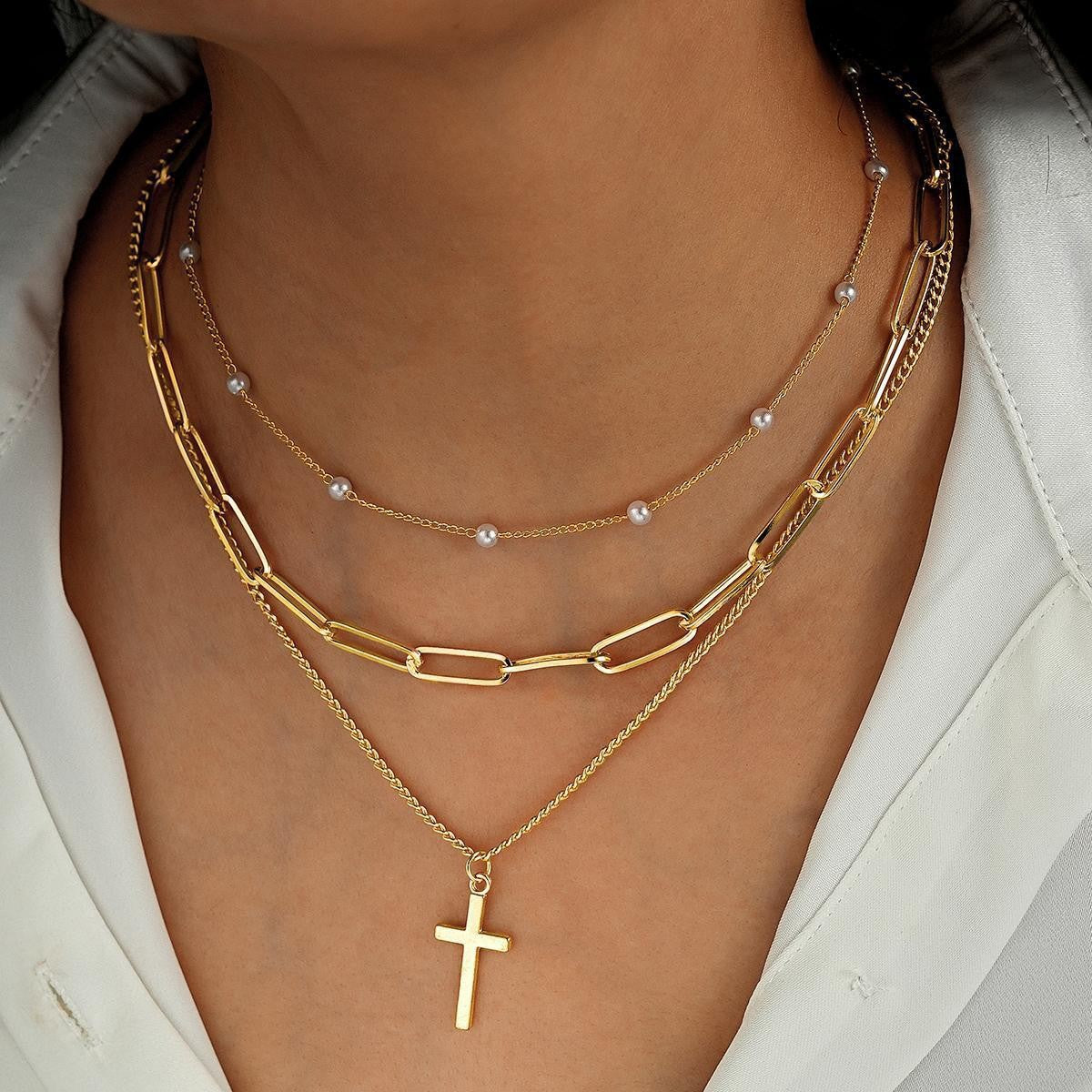 Wholesale Trendy Multi Layer Shell Starfish Necklace Beach Collarbone Chain Boutique Resale Jewelry Accessory