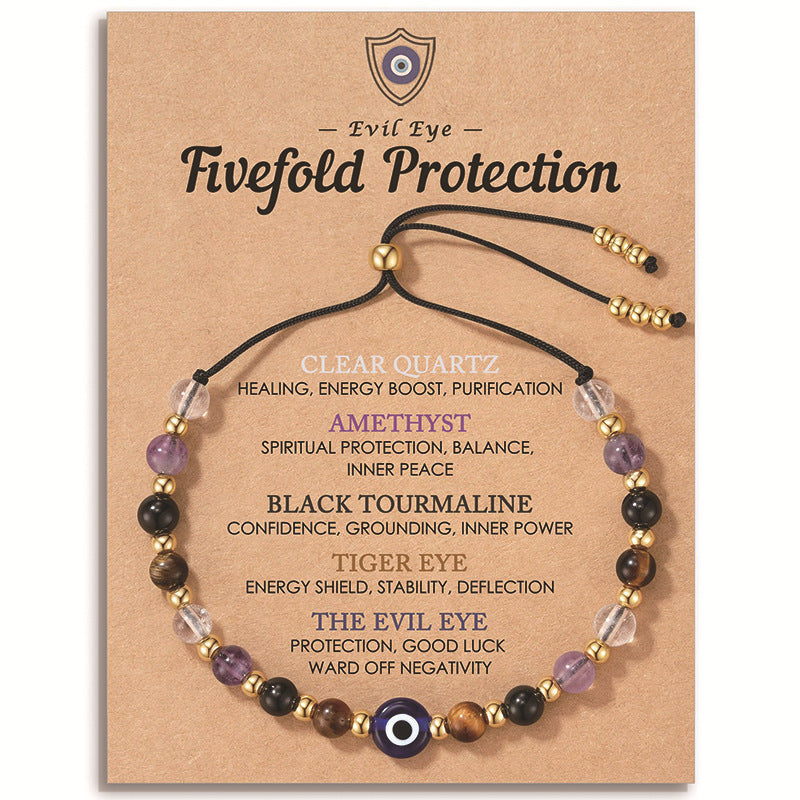 Wholesale  Devil' s Eye Bracelet Gold Tail Bead Pull Drawstring Crystal Bracelet