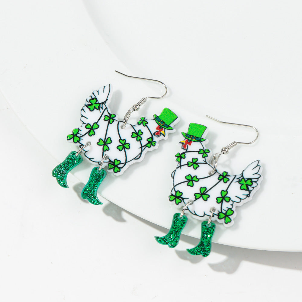 Wholesale Christmas Chicken Bell Acrylic Earrings