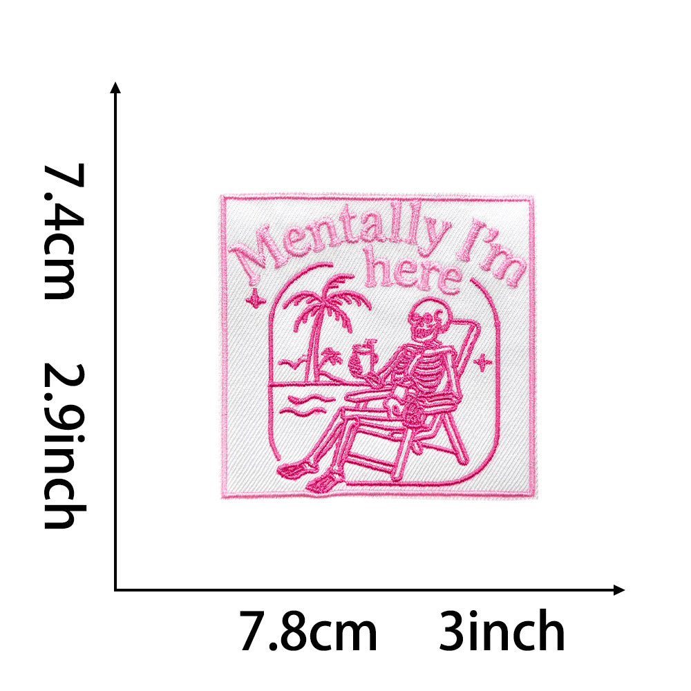 Wholesale Trendy 9 Styles Pink Plaid Letter Embroidered Patches DIY Iron On Applique For Shoes Hats Boutique Resale