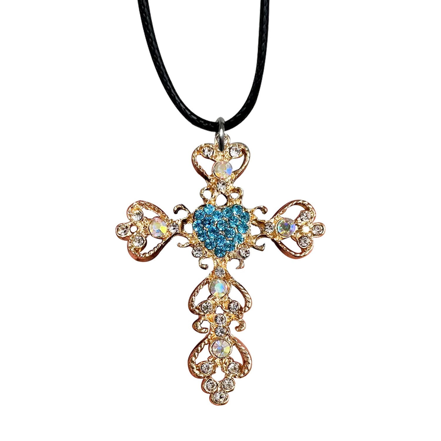 Wholesale diamond encrusted love cross car decoration pendant alloy cross