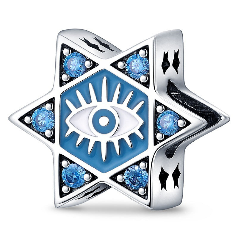 Wholesale Blue Devil's Eye Copper Silver Charms