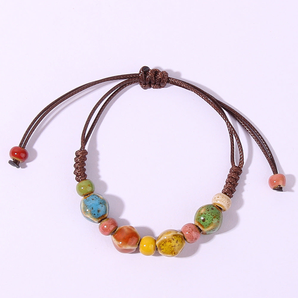Wholesale Ethnic style colorful ceramic bead bracelet