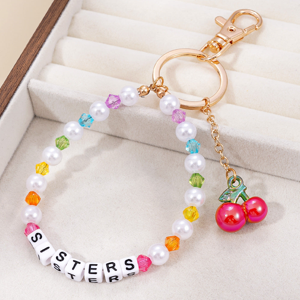 Wholesale Handmade Beaded Accessories English Letter Keychain