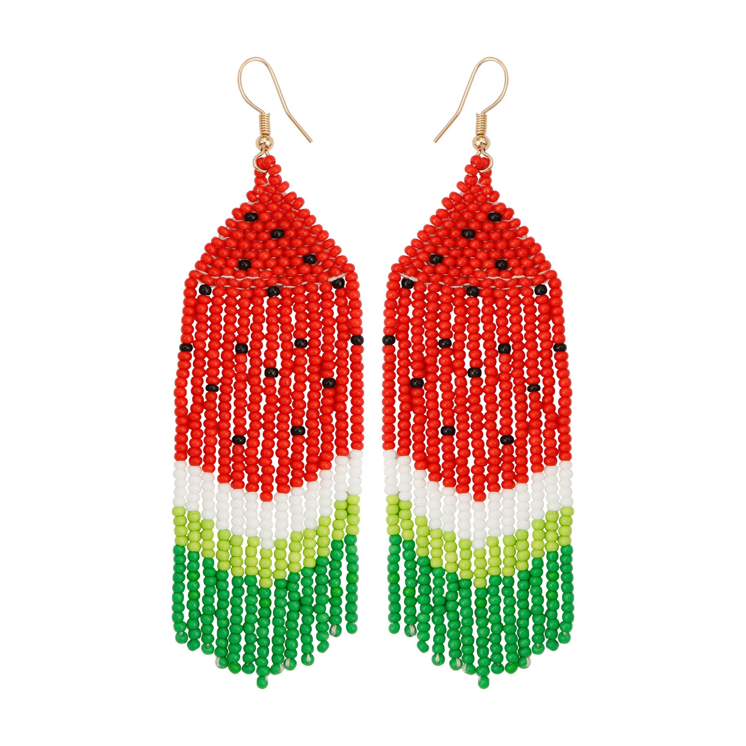 Wholesale Handwoven Tassel Rice Beads Watermelon Fruit Earrings