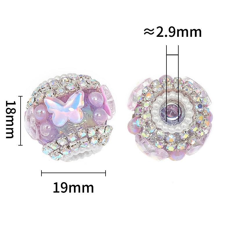 Wholesale 20pcs Heavy Industry Princess Butterfly Pearl Diamond Ball Rhinestone Chain DIY Beads
