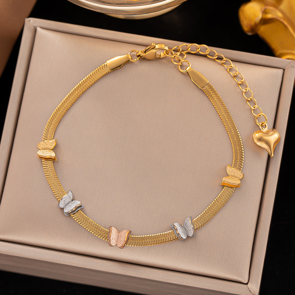 Cadena de ósea de la serpiente de la mariposa de flores al por mayor no brazalete de acero de titanio no desanimado