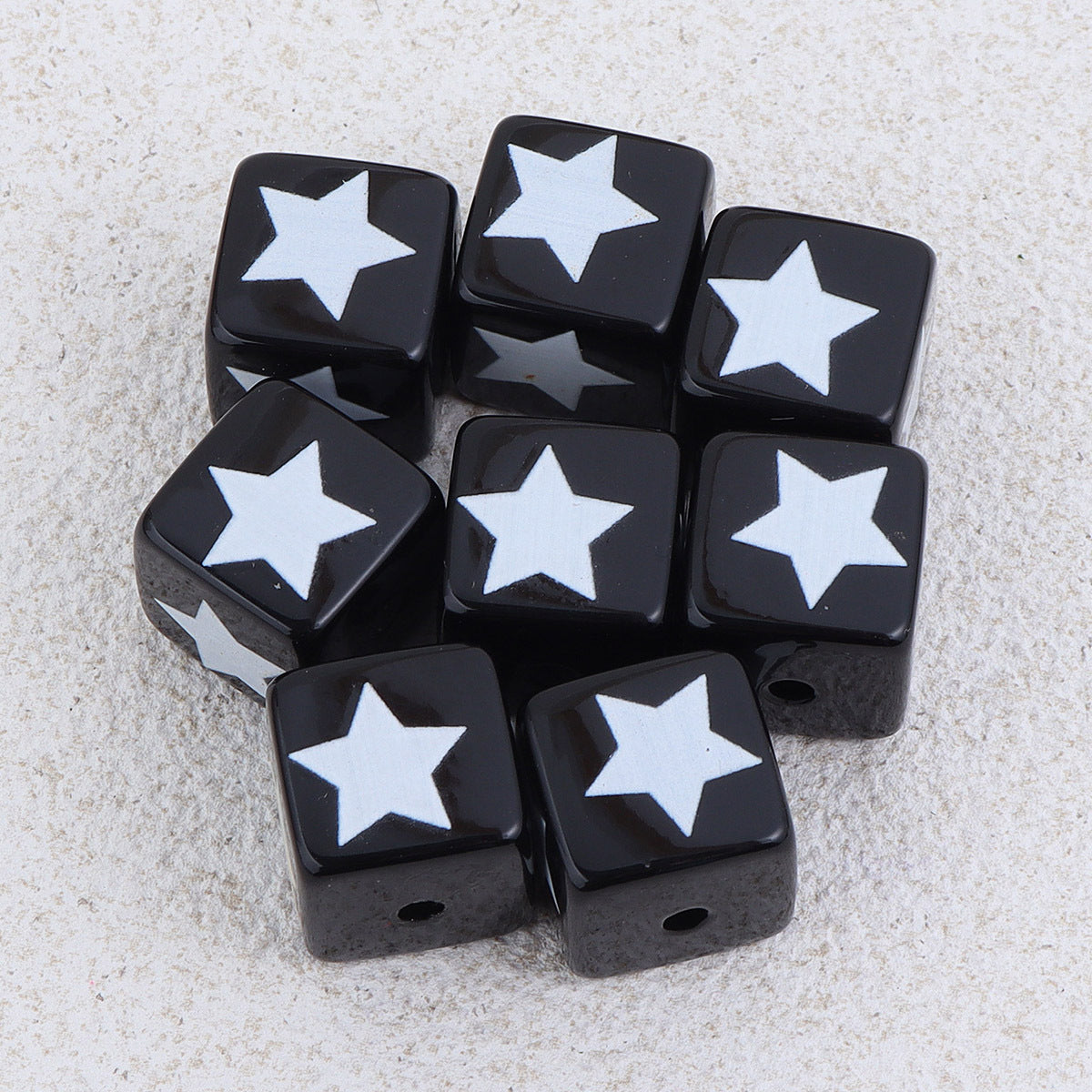 Wholesale 10pcs 14mm pentagram cat bow black and white square acrylic beads