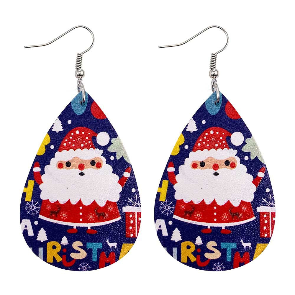 Wholesale Christmas Tree Bell Leather Earrings