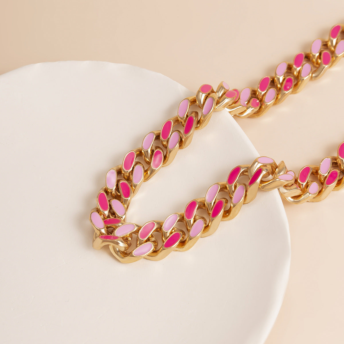 Aleación de aleación punk rosa aceite goteo cadena cubana