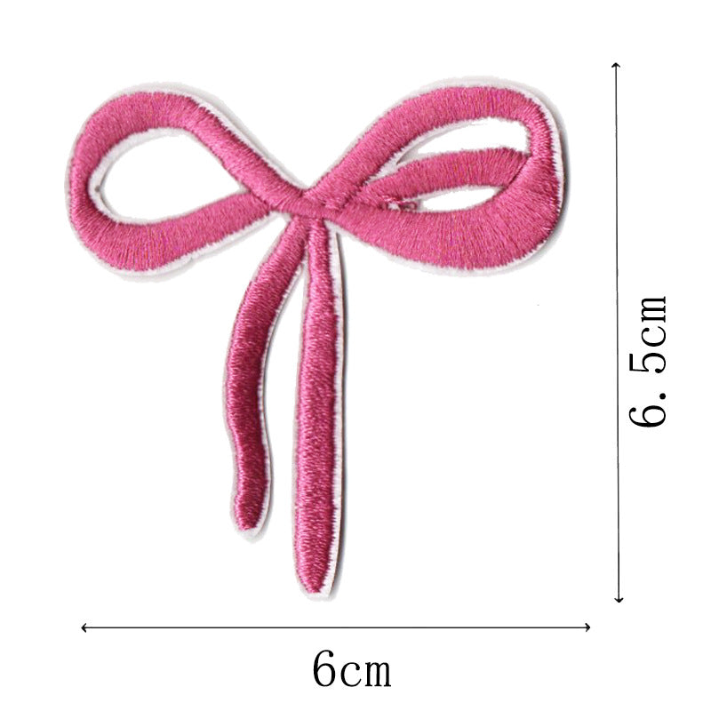 Wholesale Pink bow embroidery DIY Patches