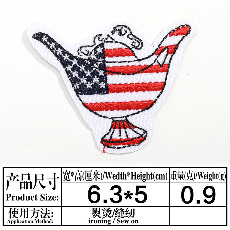 Wholesale Independence Day flag colorful and diverse embroidery DIY patches
