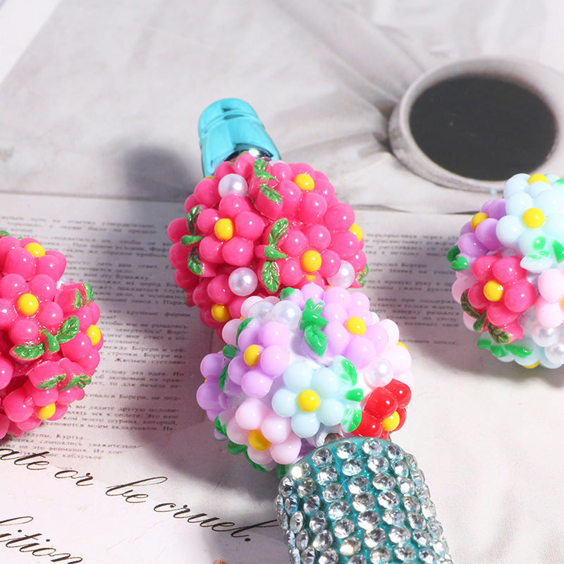 Wholesale 5pcs/pack  Fresh and cute little flowers can be worn through straight hole loose beads diy key chain jewelry