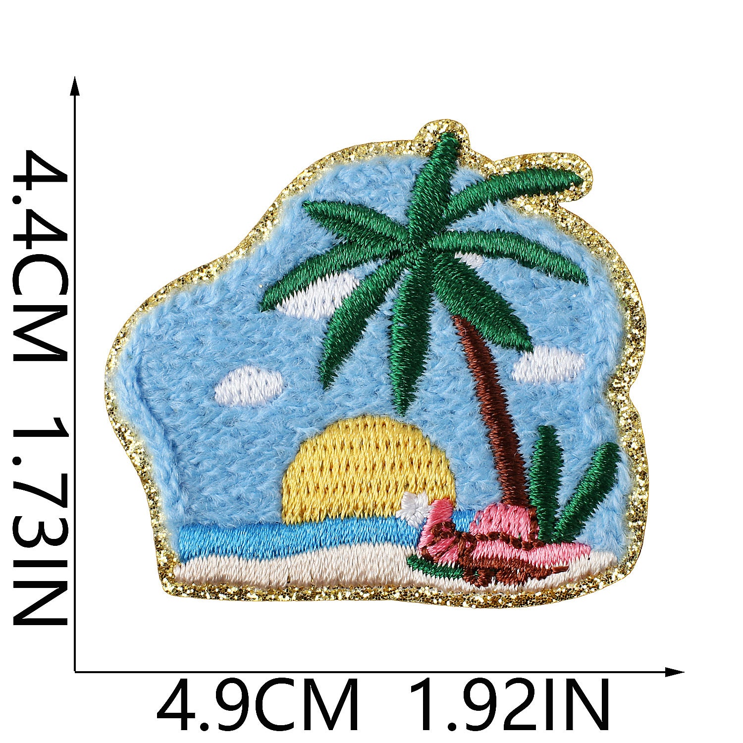 Wholesale Trendy Glitter Embroidered Iron On Patch Summer Beach Party Design For Swimwear Towels And Clothing