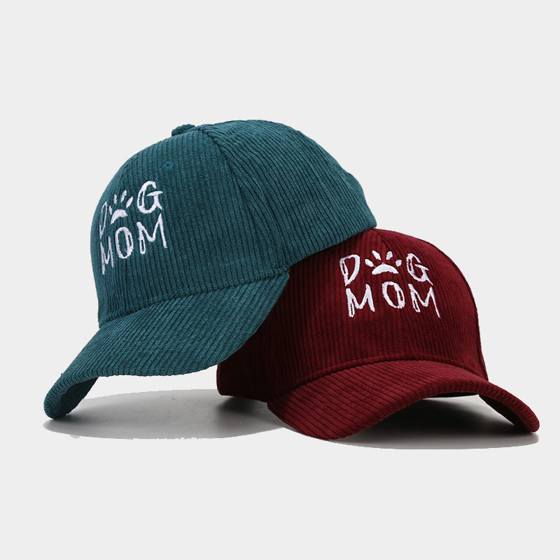 Wholesale DOG MOM Embroidered Corduroy Baseball Caps