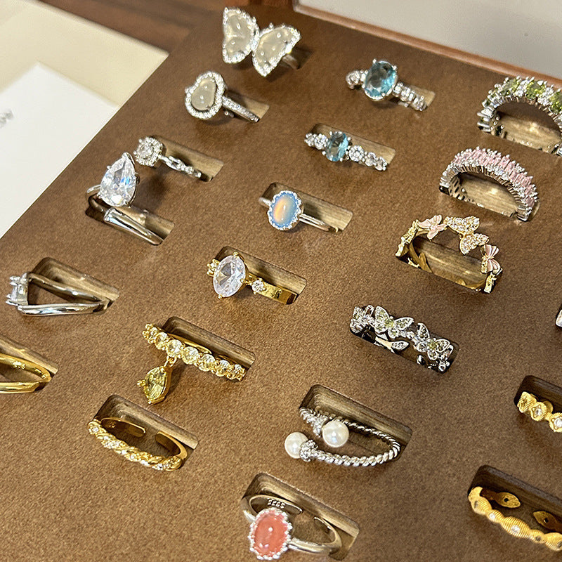 Wholesale Autumn and Winter Flash Diamond Zircon Does Not Fade High-end Luxury Sterling Silver Rings