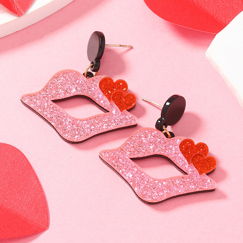 Wholesale Colorful Shiny Love Lip Acrylic Earrings