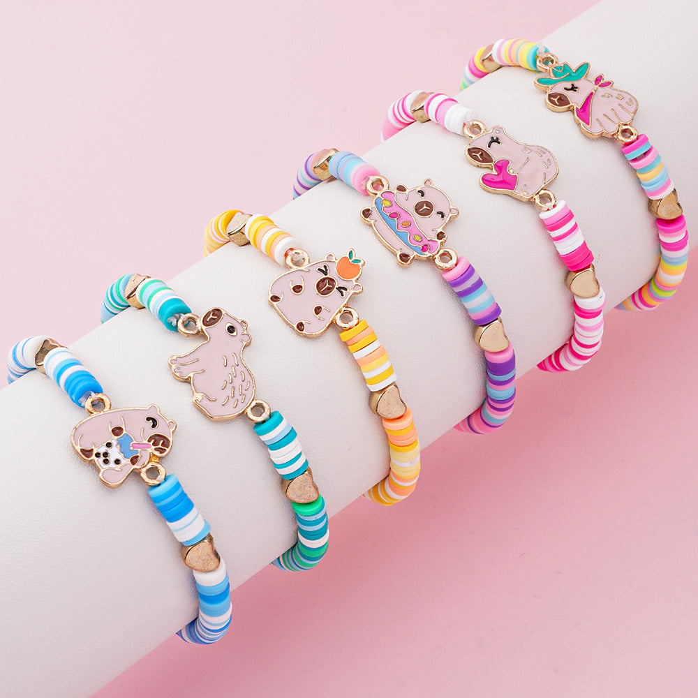 Wholesale Cartoon children' s soft y handmade bead bracelet