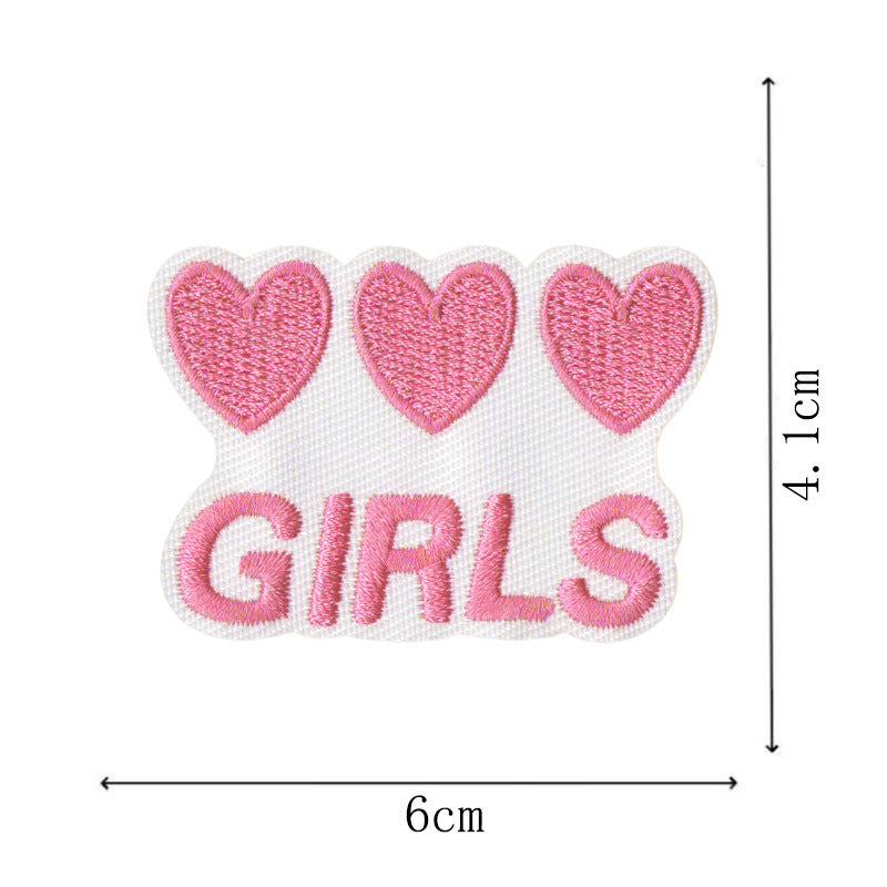 Wholesale Cartoon Pink Embroidered Patch With Heating Glue Backing DIY Fashion Accessory For Bags Clothes Shoes Towels