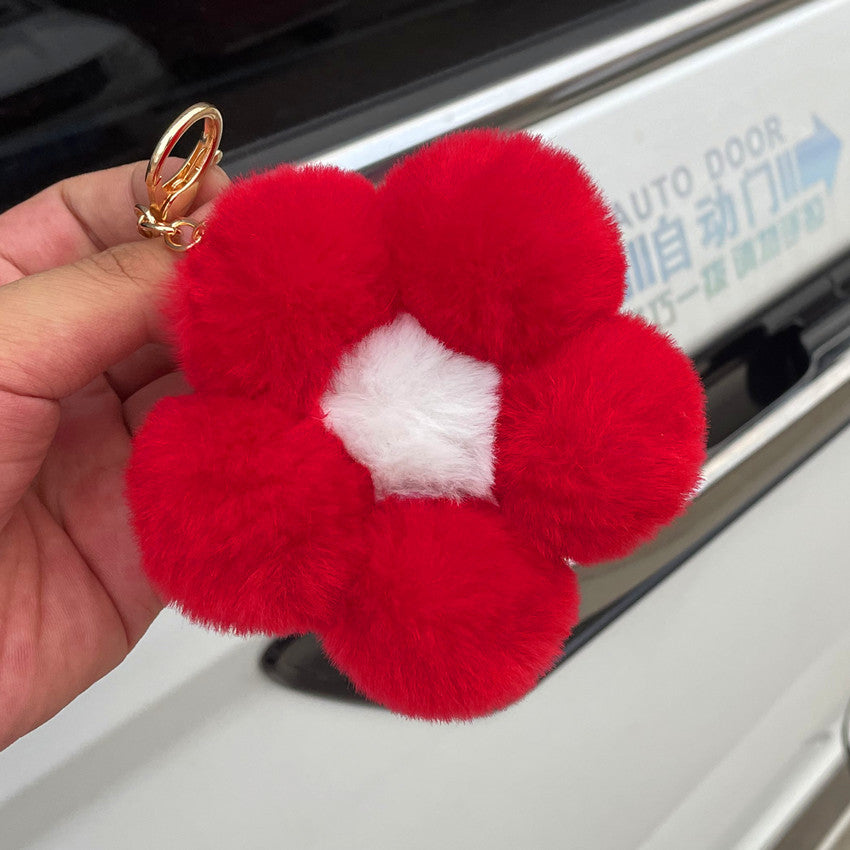 Wholesale Hairball Flowers Cute Plush Keychain