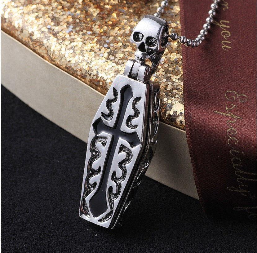 Wholesale Cross Coffin Skeleton Necklace