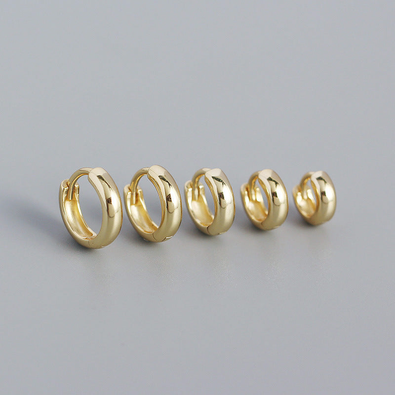 Wholesale Smooth Round Simple Stacking Temperament Versatile S925 Sterling Silver Earrings
