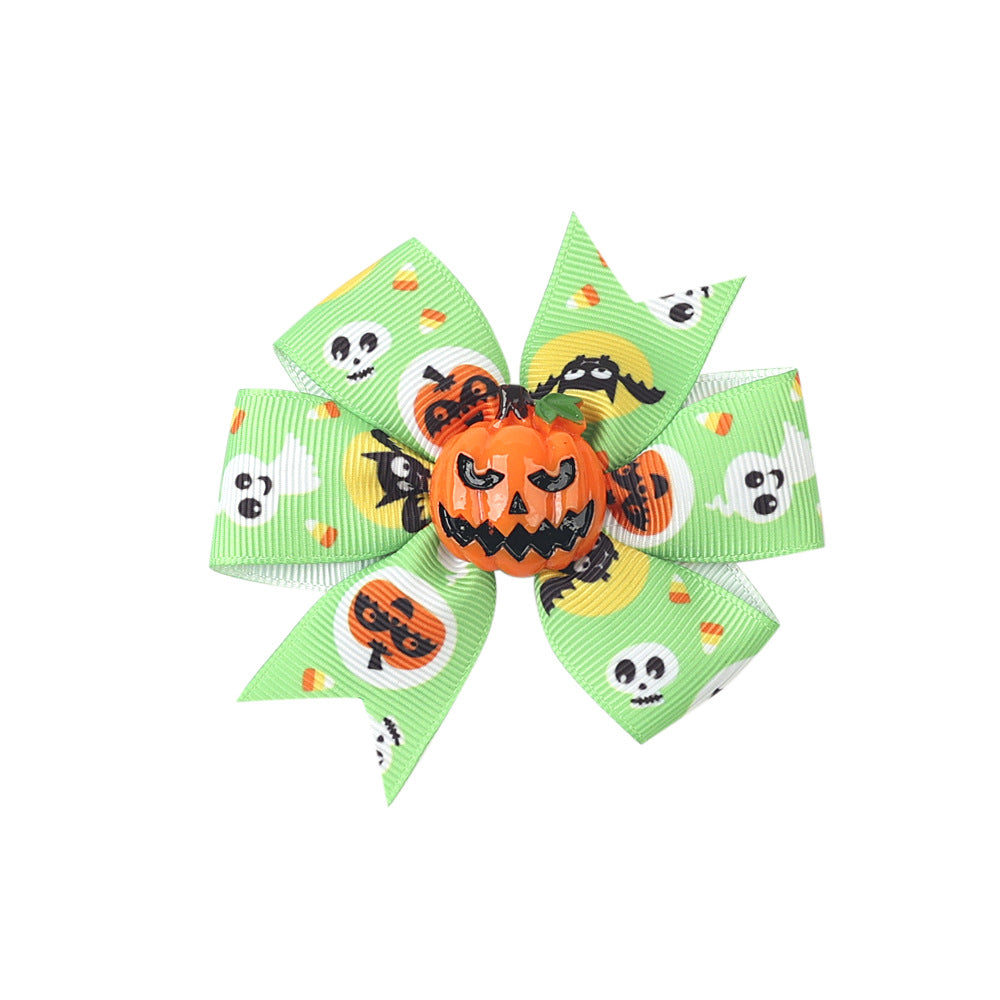 Wholesale Halloween Three-layer Swallowtail Bow Duckbill Edging 20 Colors Children's Headdress Hair Clips