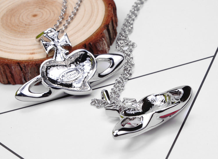 Wholesale Enamel Lacquered Love Saturn Necklace