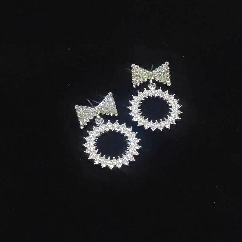 Wholesale Bow Full Diamond Alloy Earrings