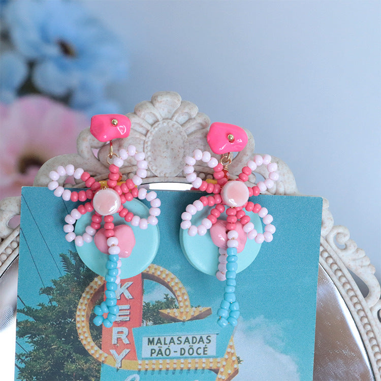 Wholesale Beaded Flower Stud Earrings