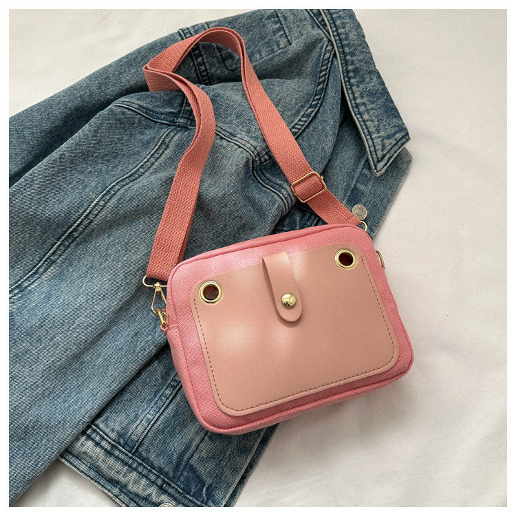 Wholesale Contrasting Color Cute Simple Canvas Shoulder Bag