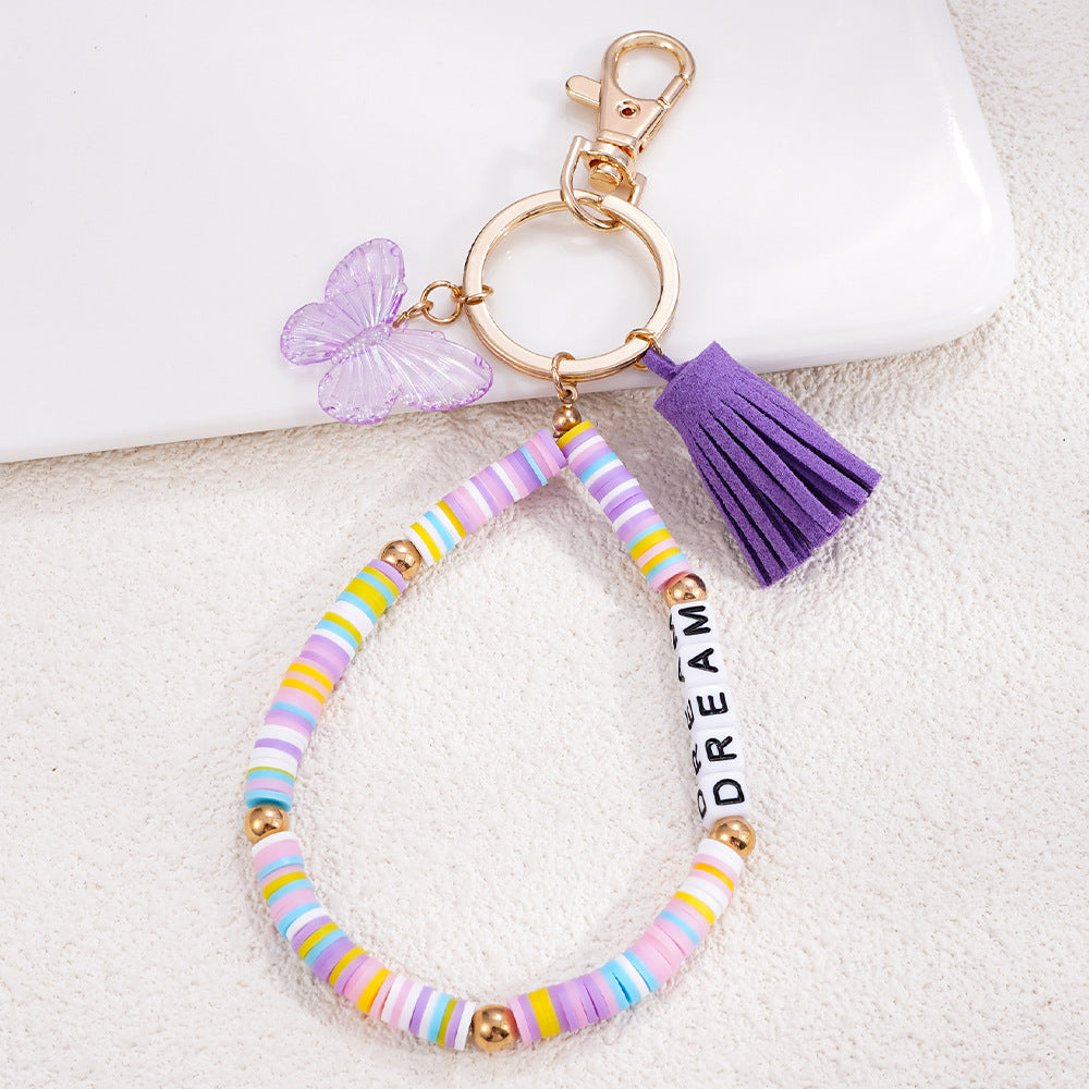Wholesale Handmade Beaded Accessories English Letter Keychain
